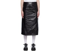 Black Flap Padded Midi Skirt