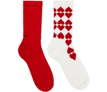 Two-Pack Red & White Socks
