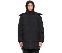 Black Long Hooded Puffer Jacket