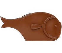 Brown Pesce Leather Clutch
