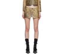 Beige Croc-Embossed Leather Miniskirt