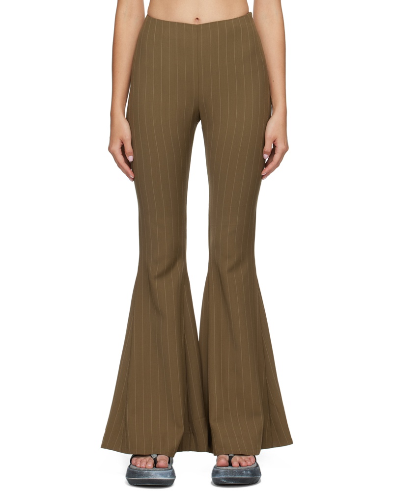 Acne Studios Damen Khaki Flared Stripe Trousers