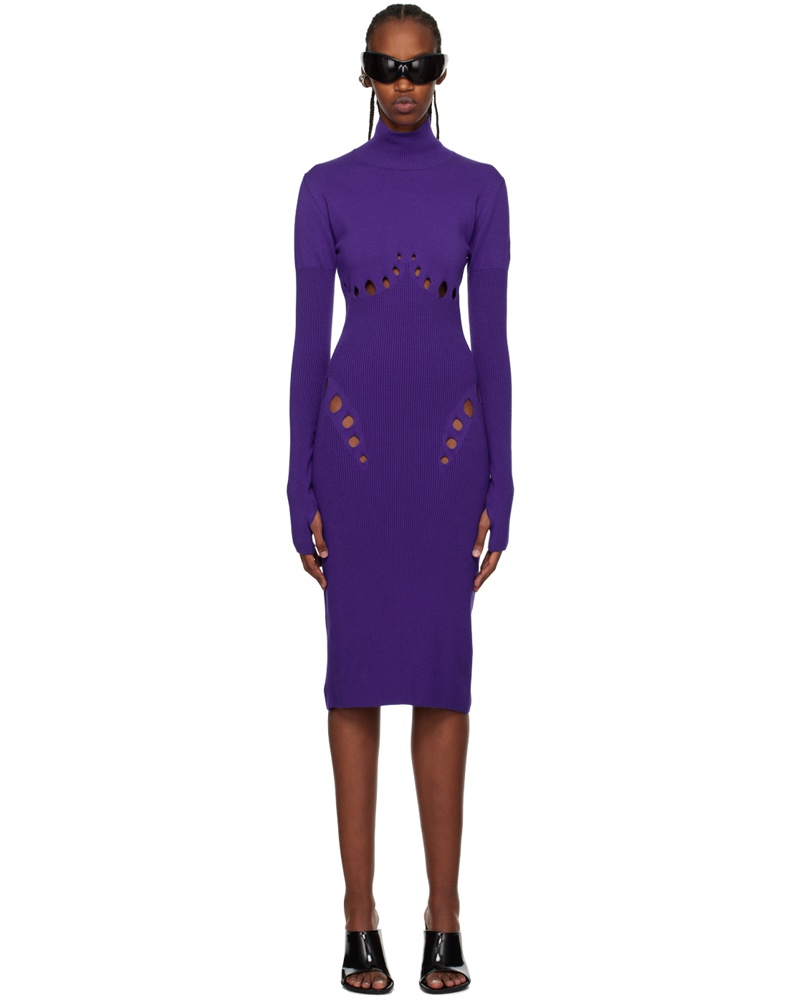 Jean Paul Gaultier Damen Purple Openworked Midi Dress