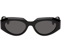 Black Facet Acetate Cat Eye Sunglasses