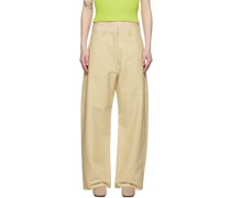 Beige Wide Leg Trousers