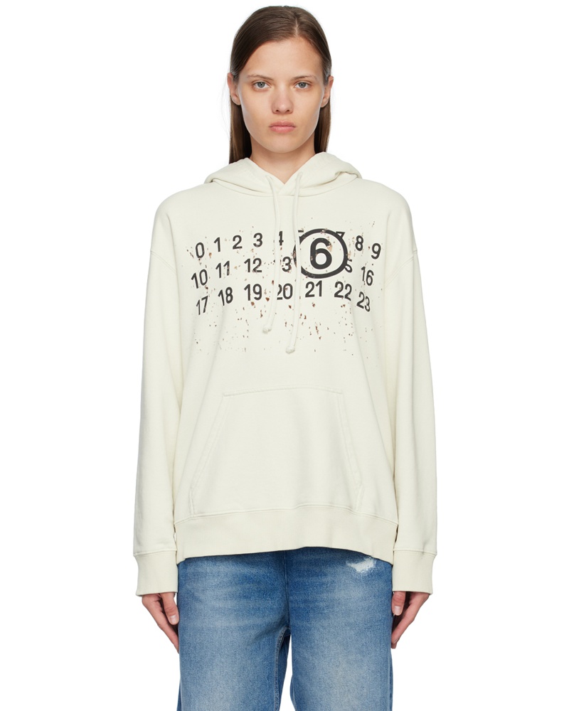 Maison Margiela Damen White Distressed Hoodie