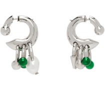 Silver & Green Multi Charm Earrings