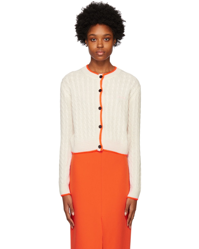 MSGM Damen Off-White Embroidered Cardigan QF6701 MSGM Damen Off-White Embroidered Cardigan QF6701
