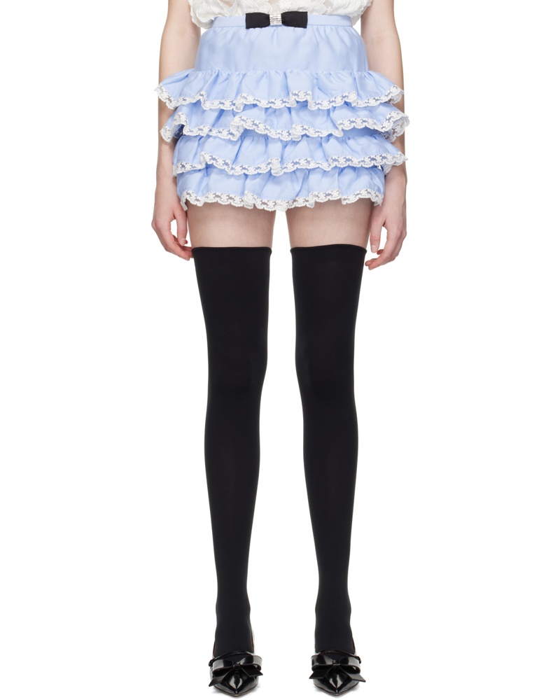 SHUSHU/TONG Damen Blue Tiered Miniskirt