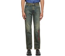 Green Straight Leg Logo Jeans