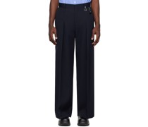 Navy Wide Tuck Trousers