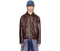 Brown Zipper Leather Jacket