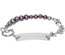 SSENSE Exclusive Silver Thin Figaro Chain Pearl Bracelet