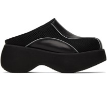 Black Paneled Slippers