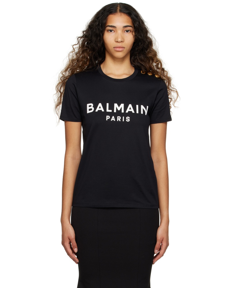 Balmain Damen Black Printed T-Shirt