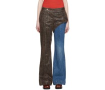 Brown & Blue Lance Faux-Leather Trousers