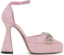 Pink Double Bow Platform Heels