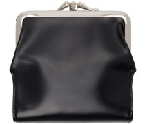 Black Glossy Smooth Leather Clasp Wallet