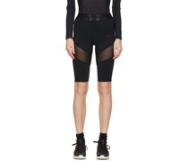 Black Shiny Waistband Biker Shorts