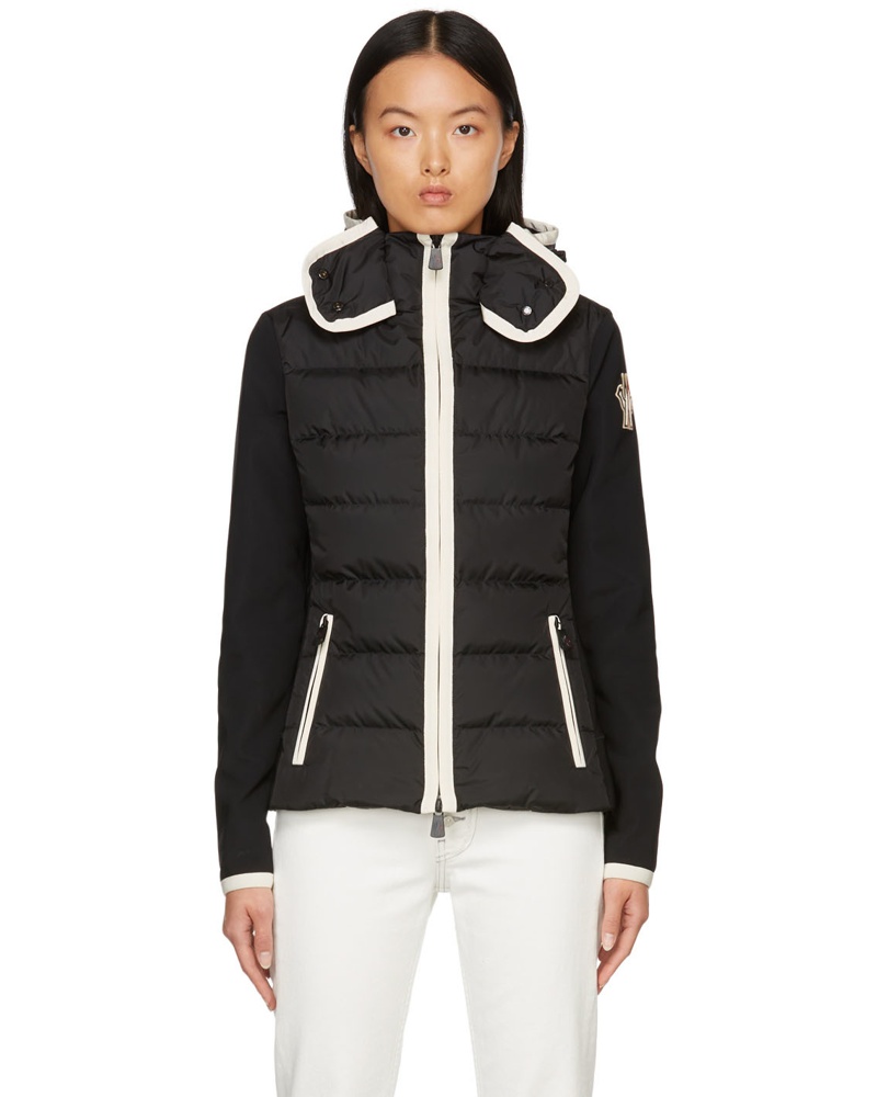 Moncler Damen Black Down Cardigan Jacket