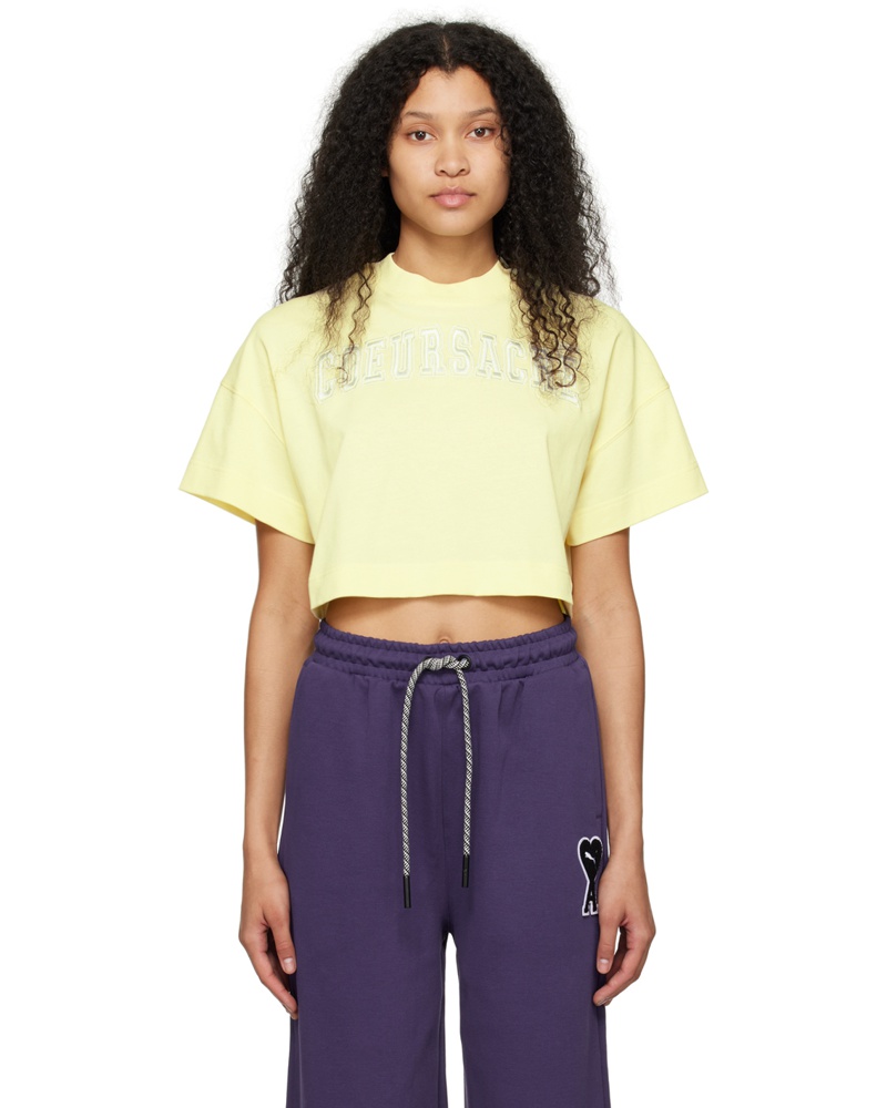 Ami Damen SSENSE Exclusive Yellow 'Cœur Sacré' T-Shirt