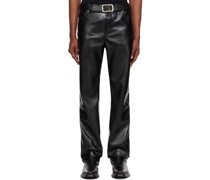 Black 90's Straight-Leg Faux-Leather Trousers