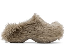 Taupe Crocs Edition Fake Fur Mules