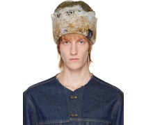 Khaki & White Doomboh Colbacco Beanie