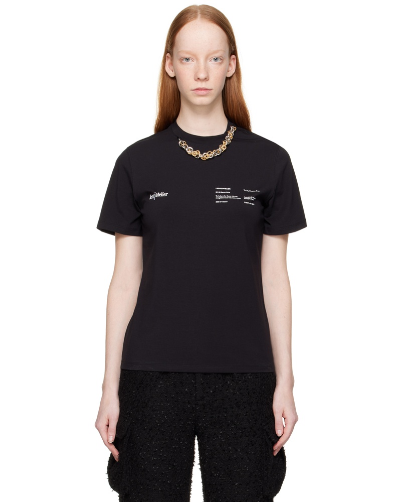 lesugiatelier Damen Black Chain T-Shirt