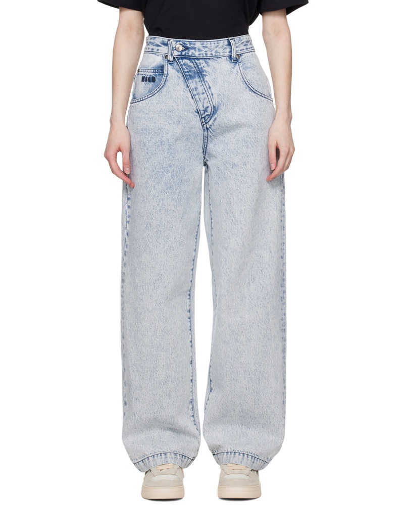MSGM Damen Blue Oblique Jeans