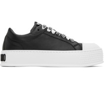 Black Faux-Leather Sneakers