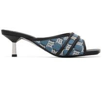 Blue Slip-On Heeled Sandals
