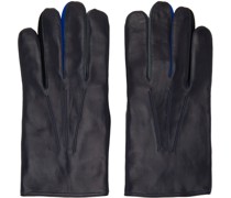 Navy Concertina Leather Gloves