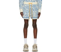 White & Blue Knit Shorts