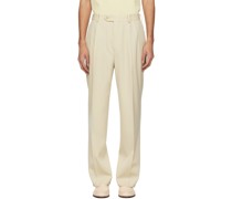 Beige Two-Tuck Trousers