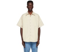 Beige Cotton Short Sleeve Shirt