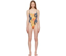 Multicolor No Vacancy Inn Edition Printed One-Piece Swimsuit