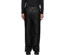 Black Embossed Leather Pants