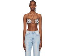 Brown Flower Bra