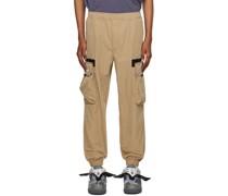 Beige Moonface Patch Cargo Pants