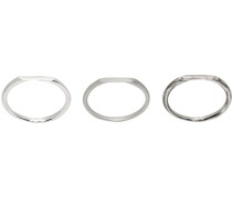 Silver Polished Spliced Band Ring Set