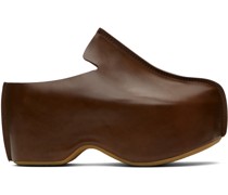 Brown Leather Platform Clogs