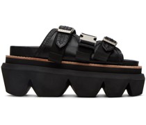Black Platform Flat Sandals