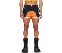 Black & Orange Paneled Shorts