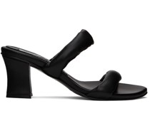 Black Puffed Strap Heeled Sandals