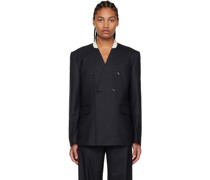 Navy Lapelless Blazer