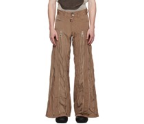 Brown Adjustable Zip Trousers
