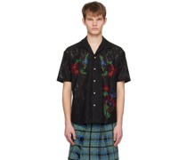 Black Flower Mushroom Shirt