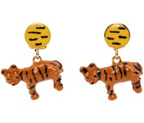 Orange & Yellow Tiger Clip-On Earrings
