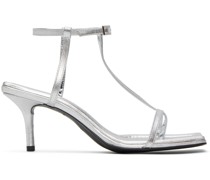 Silver Leather Heeled Sandals